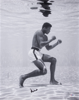 Muhammad Ali Autographed 16x20 Photograph of Ali Training Underwater (PSA/DNA)